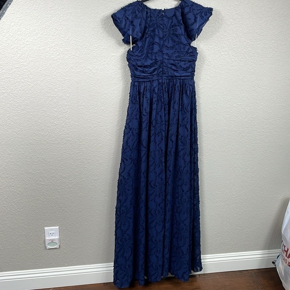 NWT Tanya Taylor Leonie Gown Navy Blue Maxi Formal Notched V Sz 4 - Picture 6 of 16